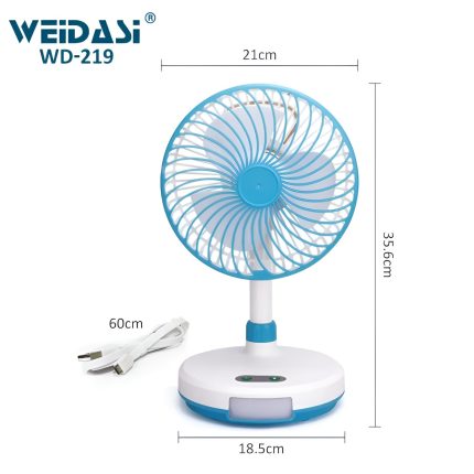 WEIDESHI WD-219 Rechargeable Fan With Night Light