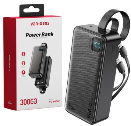 VEN-DENS 30000mAh VD-PB062 Power Bank Over Heating Protection High Quality Battery Fast Charging 22.6w